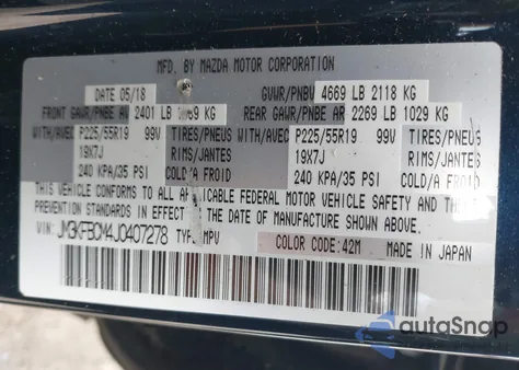 2018 Mazda Cx-5 Touring z USA, uszkodzony, nr VIN JM3KFBCM4J0407278